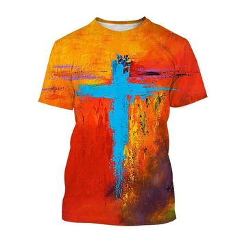 O verão Quente de Venda de Camisas de Jesus Cristo, da Cruz de Impressão 3D, T-Shirts Homens/Mulheres de Moda Cristã T-Shirts