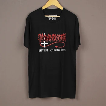 Possuía T-Shirt Sete Igrejas Slayer Morte Êxodo De Thrash Metal Homens Verão Do Algodão Do T-Shirt