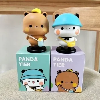 2pcs Panda Bubu Dudu Mitao Figura Gato Anime Modelo Colecionável Bonito Ação Kawaii Urso de Brinquedo Boneca Ornamento Casa Deroc Presente de Aniversário