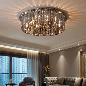 Luxo preto redondo tecto, lustre para sala de estar, quarto moderno de cristal da lâmpada de casa, decoração conduziu dispositivos elétricos claros