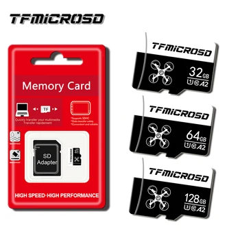 50PCS Cartão de Memória de 256 GB 128GB 64GB 32GB Cartão MicroSD Presente Adaptador de Câmara de DESCARGA-me de Alta Velocidade do Cartão do TF Para o Swich Telefones Livre Shippin