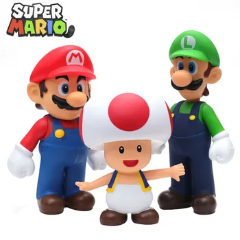 Super Mario Série de Anime Modelo Figura do Personagem de banda desenhada Yoshi Luigi, Donkey Kong, Bowser Cogumelo Ação de Brinquedos feitos à Mão, Jogo de Boneca