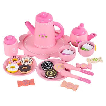 De madeira de Simulação de Cozinha, Chá da Tarde Brinquedo Rosa Panela Grande Xícara (chá) de Chá Menina Cozinha Brincar de faz de conta Brinquedos Conjunto de Brinquedos, Presentes para Crianças