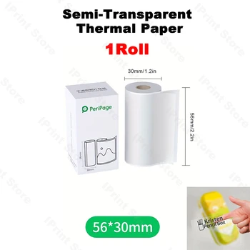 1Roll Semi-Transparente de Papel Térmico 56mm/77mmx30mm BPA-Free & Impermeável para PeriPage A6/A8/A9 Mini BT Térmica Mobile Printer