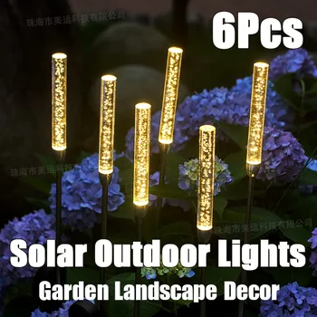 6Pcs Solar Exterior de Acrílico Palitos de Luzes Impermeáveis do Pátio do Jardim da Decoração da Villa Atmosfera Gramado Inserção da Paisagem da Lâmpada
