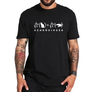 JHPKJSchrodinger o Gato de Ciência, T-shirt Divertida Geek UE Tamanho 100% Algodão Física Quântica Pensamento Experiência Macio Tshirt