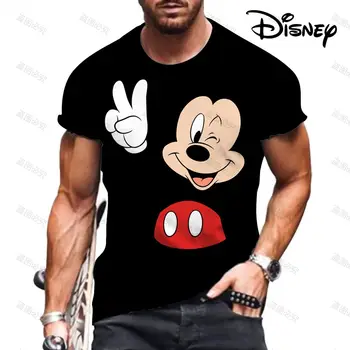 T-shirt de Disney do Mickey Mouse Cartoon Anime Impressão 3D de Rua do Vestuário dos Homens de Moda Casual Grande T-shirt de Crianças T-shirt Topo