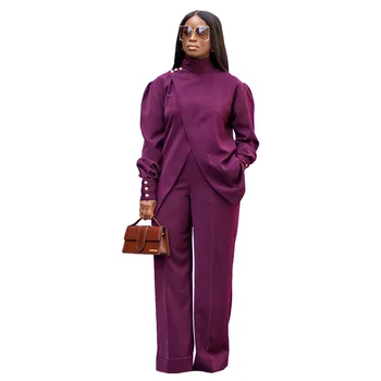 Africana Roupa feminino 2 peças de Conjunto de Divisão Tops E Calças de Terno de Outono, Moda de Nova Sólido Streetwear OL Africana Roupas Roupas 2023