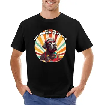 Hippie Cão Retro T-Shirt, Angustiado T-Shirt gato camisas loirinho t-shirt personalizada t-shirt mens t-shirt