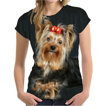 2023 Homens e Mulheres de Verão de Novo Yorkshire Terrier 3D Print T-shirt da Moda Animal Cão Bonito Diversão Casual Gola Redonda Topo