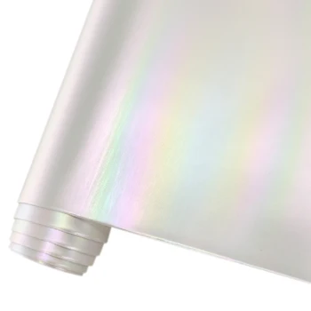 Colorido holográfico arco-íris do PLUTÔNIO do couro artificial tecido do cabelo do laser de bandas de bolsa de maquiagem produção de materiais DIY Impermeável
