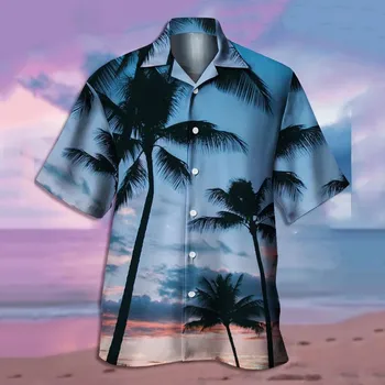 Homens Soltos Piloto Camisas do Férias de Praia Havaiana de Manga Curta, Camisetas 3D Floral Coco Padrão de Rua Tops de ciclismo jersey
