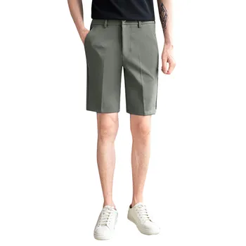 2023 Verão masculina da Nova cor Pura Shorts Ocasionais de Negócios de Moda da Reta de Ajuste Trecho Curto Calças Masculinas de Marca de Roupas