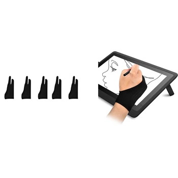 5 Pack Artista Luvas Para Tablet De Desenho Digital Luva De Dois Dedos Engrossa Rejeição Da Palma Da Mão De Luvas Para Pad Gráficos