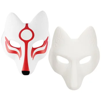 2 Pcs Fox Máscara De Adultos Face Acessórios De Festa Cosplay Do Traje De Baile De Máscaras Máscaras De Animais Japonês Raposas Suprimentos Vestuário De Halloween