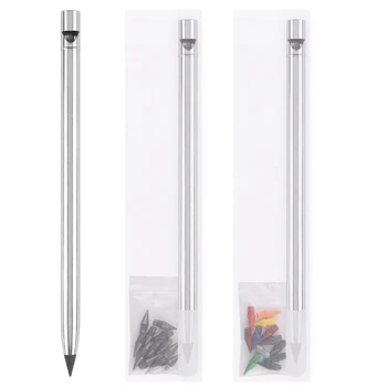 1PC Inkless Metal Lápis, lápis, Reutilizáveis Eterno Lápis, Substituível Ponta de Lápis com Ponta Substituível