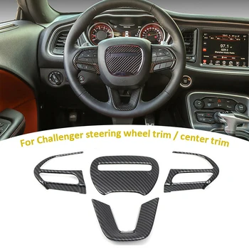 4Pcs/Set Fibra de Carbono Olhar de Carro Cobertura de Volante Guarnição Adesivos para Dodge Challenger Carregador 2015-2021 ABS Interior do Molde