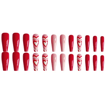 Rosa Vermelha do Coração Unhas Artificiais Ultra-flexível, de Longa Duração Unhas postiças para a Home DIY Manicure Uso