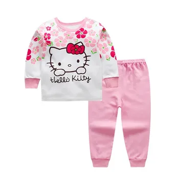 Miniso Roupas de Bebê Hello Kitty Roupas de Pijama de Manga comprida T-shirts + Calças de Ternos Bonito dos desenhos animados da Criança Ternos de Roupas