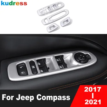 Para Jeep Compass 2017 2018 2019 2020 2021 Fosco Porta Do Carro Braço Janela Interruptor Com Botão Tampa Do Painel De Guarnição De Interiores Acessórios