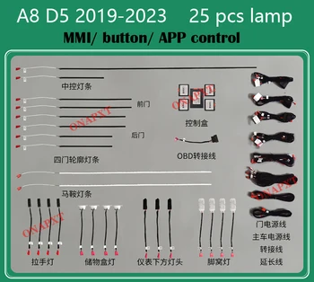30-Cor Luminosa Faixa Atmosfera Lâmpada MMI APLICAÇÃO Decorativa LED Porta dos Pés Painel de Luz Ambiente Para Audi A8 D5 2019-2023