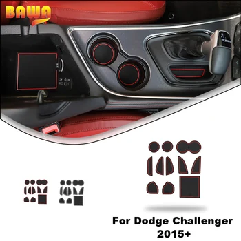 BAWA Carro Portão de Fenda de Esteira porta-copos Pad Terno para o Dodge Challenger 2015 2016 2017 2018 2019 2020 2021 2022 2023 Acessórios