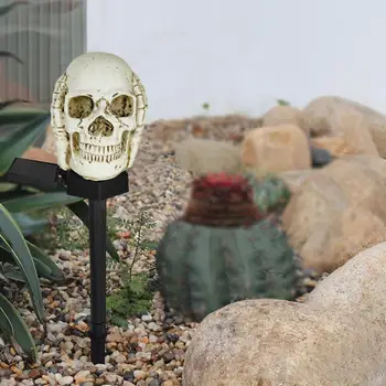 Outdoor Decor Assustador Solar Crânio Gramado Impermeável Carregamento Automático Fácil de Instalar Festa de Halloween Decorações de Jardim