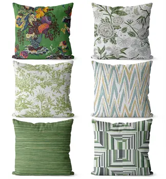 Retro tendência pastoral de flores geométricas quadrado jogar travesseiro/almofadas caso 43 53,vintage paisagem verde capa de almofada casa decore