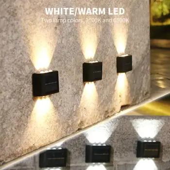 1/2/4pcs 6 LEDs Lâmpada Solar à prova de água Até para Baixo Luminosa Iluminação de Parede Luzes Solares Escadas Luz da Lâmpada Exterior do Jardim Decoração