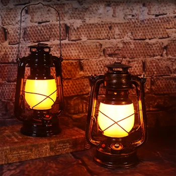LED Recarregável de Mão Vintage Querosene Lanterna Luz da Lâmpada de Óleo