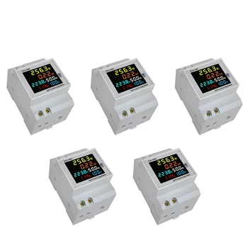 5X Trilho Din CA Monitor 6IN1 40-300V 100A a Tensão de Corrente Fator de Potência Ativa de KWH de Energia Elétrica Medidor de Frequência