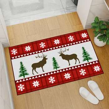 50x80cm Natal Tapete Carpete Elk Papai Noel Árvore, Boneco de neve Padrão de Não-deslizamento do Tapete de Natal de Ano Novo Casa de Banho Acessórios