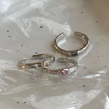 Cor prata Zircão Anéis Ajustáveis para as Mulheres Irregular Anéis de Metal Retro Dedo Estética da Jóia de Hip Hop Meninas Dropshipping