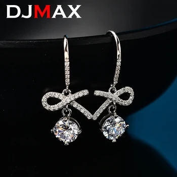 DJMAX Original 925 Prata Esterlina Senhora de Luxo Diamante Brincos de Gancho 0.5/1CT Moissanite Brincos para Mulheres 2023