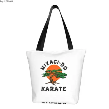 Miyagi Fazer O Karate Kid Sacos De Compras Na Mercearia Tela Impressa Cliente Tote Bolsa De Ombro Grande Capacidade Durável Cobra Kai Bolsa